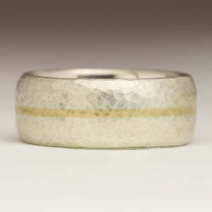 Silver Ring with Yellow Gold Inlay